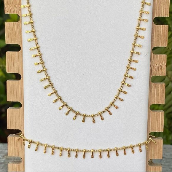 New NWOT Slide Jewelry Matching Gold Boho Fringe Necklace & Bracelet. - Picture 2 of 8